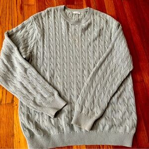 John Galt Sweater Womens One Size Green Cable Knit Cotton Blend Pullover Ladies